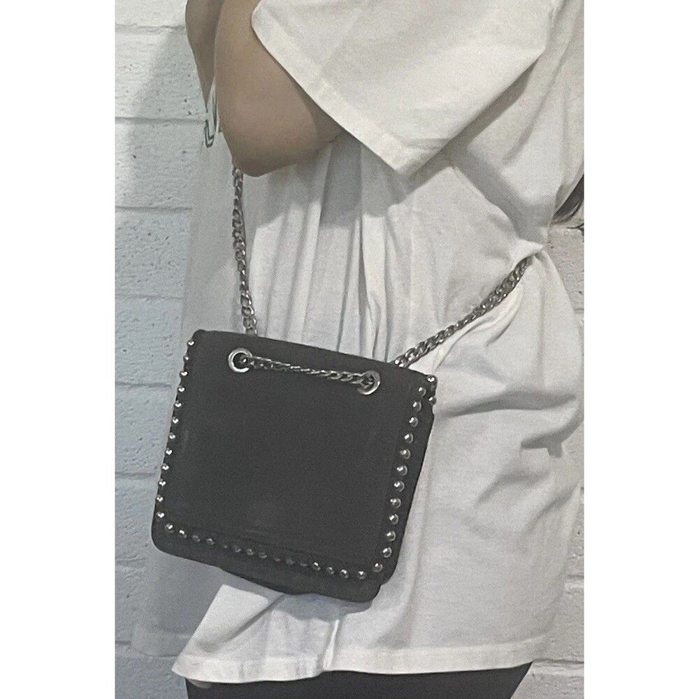 Free People Suede Leather Shoulder Bag Pouch Grey Small Boho Purse